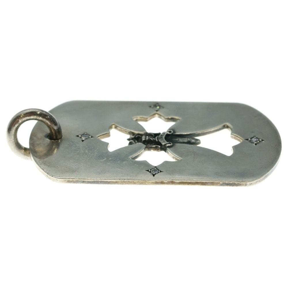 CHROME HEARTS(クロムハーツ) D TAG LRG FLE DAG AFTER 4P DIAフレア ダガー アフター 4Pダイヤ ラージ ドッグタグ ペンダントトップ シルバー