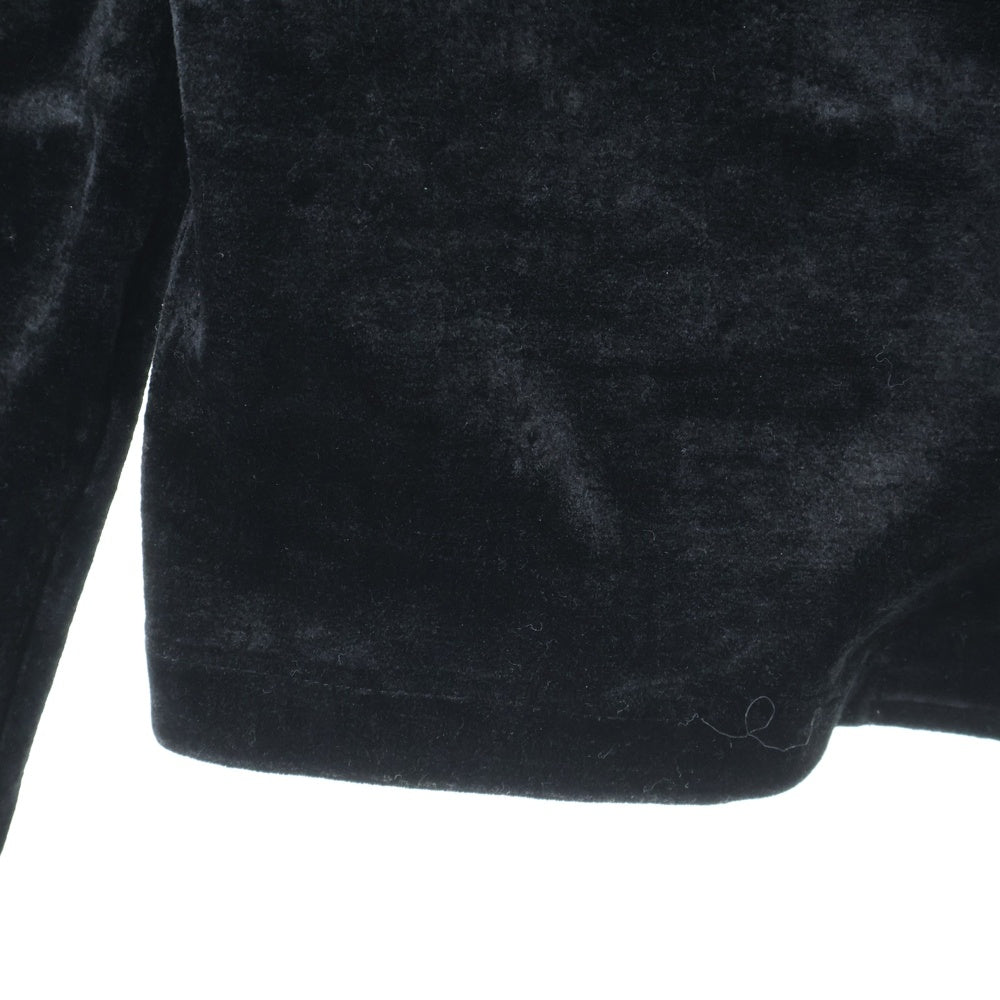 Yohji Yamamoto(ヨウジヤマモト) ノーカラー ベロアWジップジャケット ブラック レディース