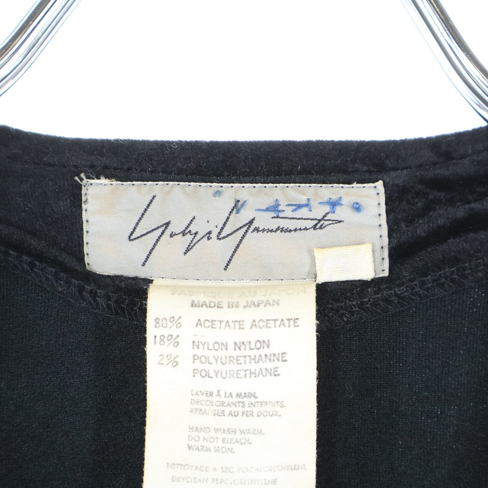 Yohji Yamamoto(ヨウジヤマモト) ノーカラー ベロアWジップジャケット ブラック レディース