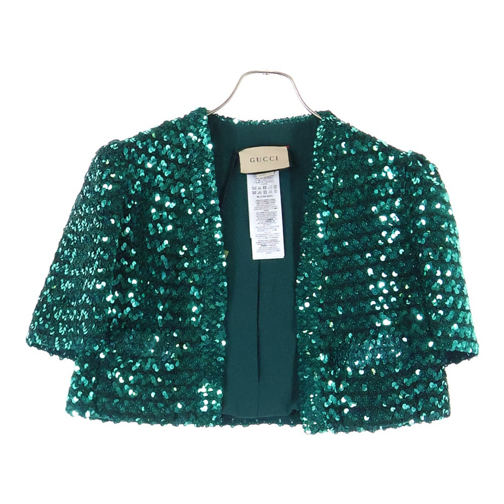 GUCCI(グッチ) Metallic Sequin Jacket 653449 XKBTI メタリック スパンコールショートジャケット レディース グリーン
