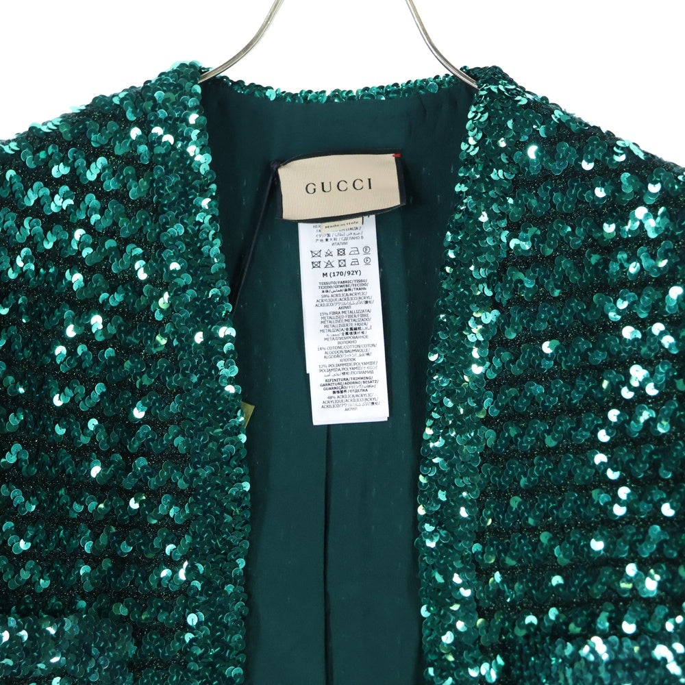 GUCCI(グッチ) Metallic Sequin Jacket 653449 XKBTI メタリック スパンコールショートジャケット レディース グリーン