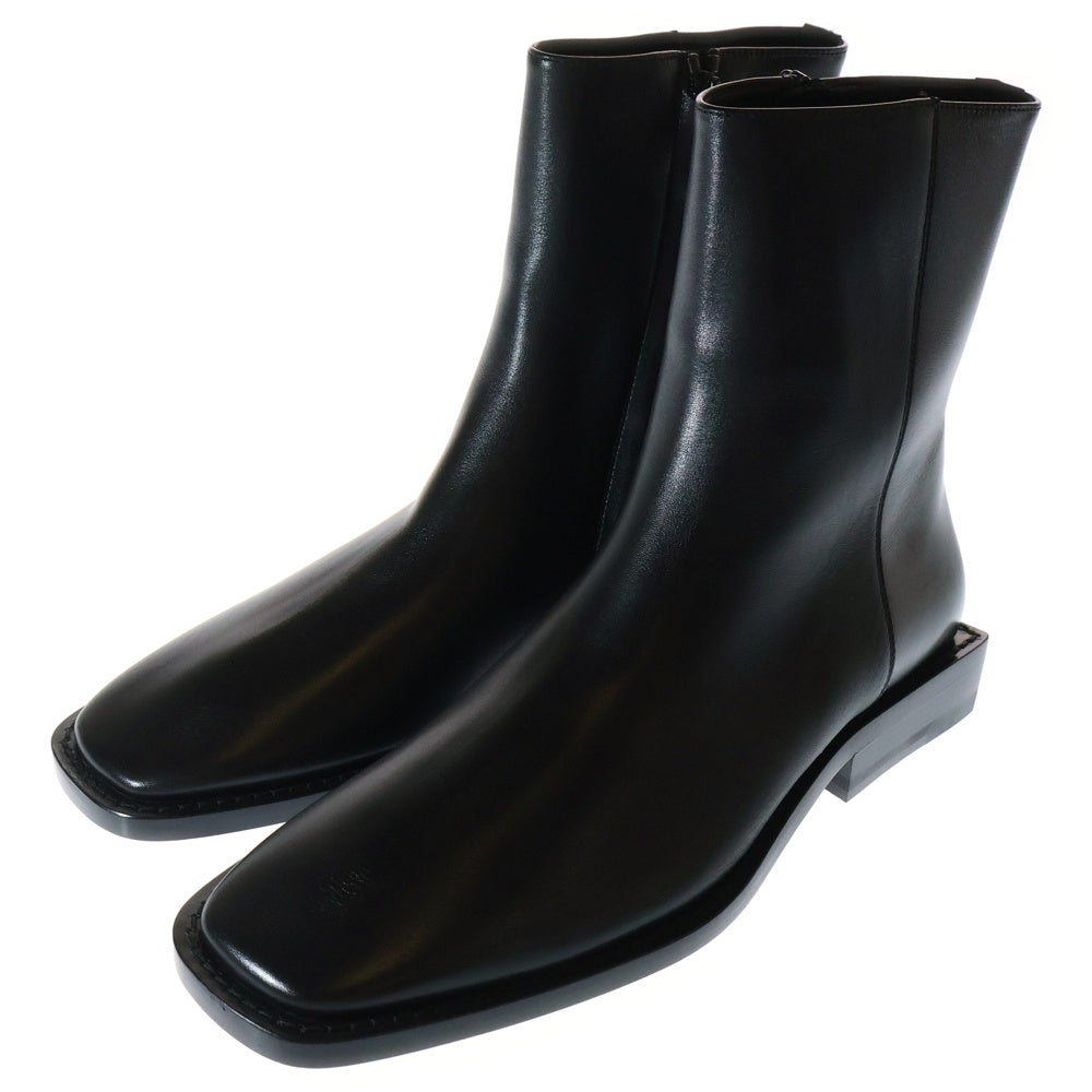BALENCIAGA(バレンシアガ) BBロゴ スクエアトゥ サイドジップ アンクルブーツ カーフスキン ブラック 616349