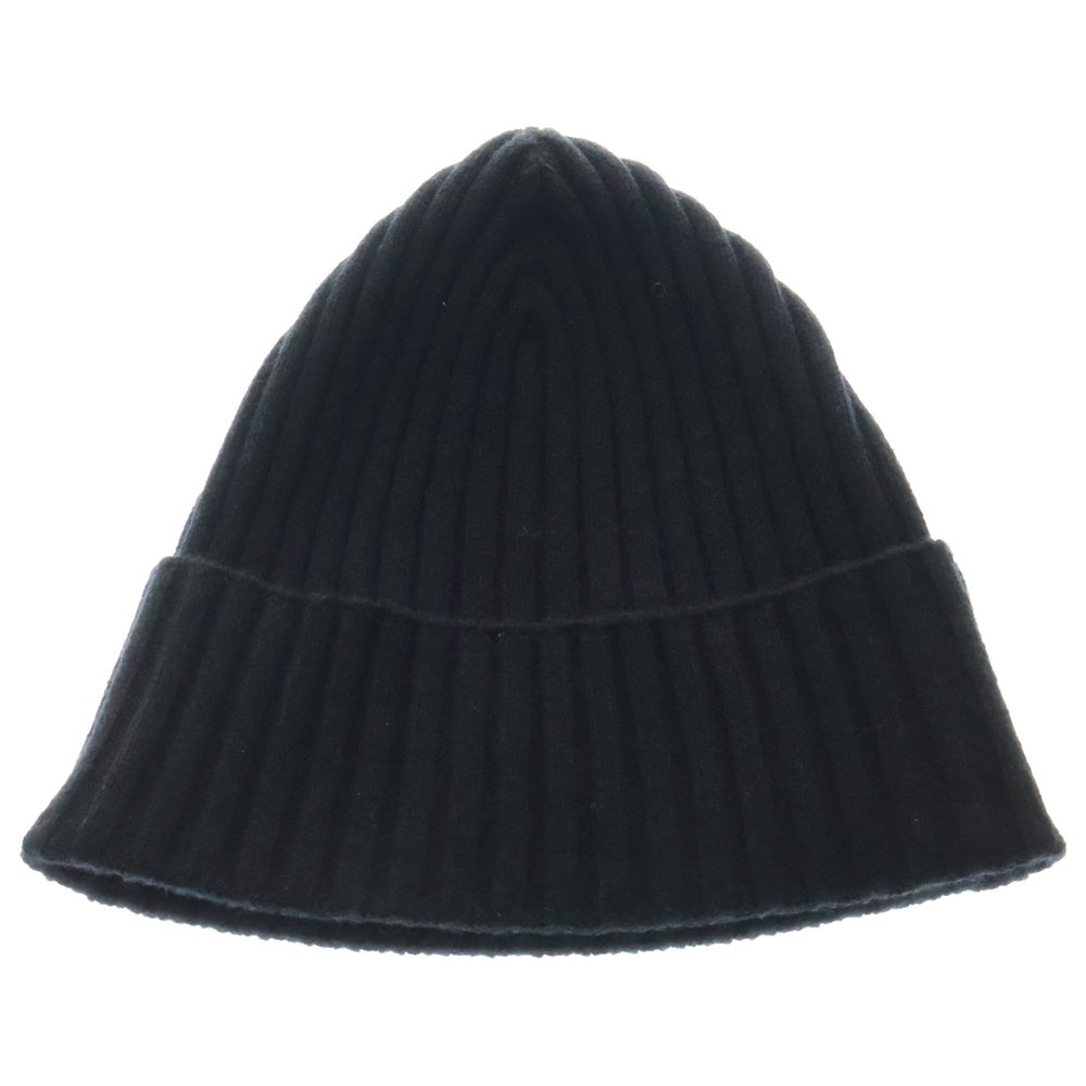 CHROME HEARTS(クロムハーツ) Cashmere Cross Leather Patch Beanie カシミヤ クロスパッチ ビーニー ニットキャップ ニット帽 レザークロスパッチ ホースシューボタン ブラック