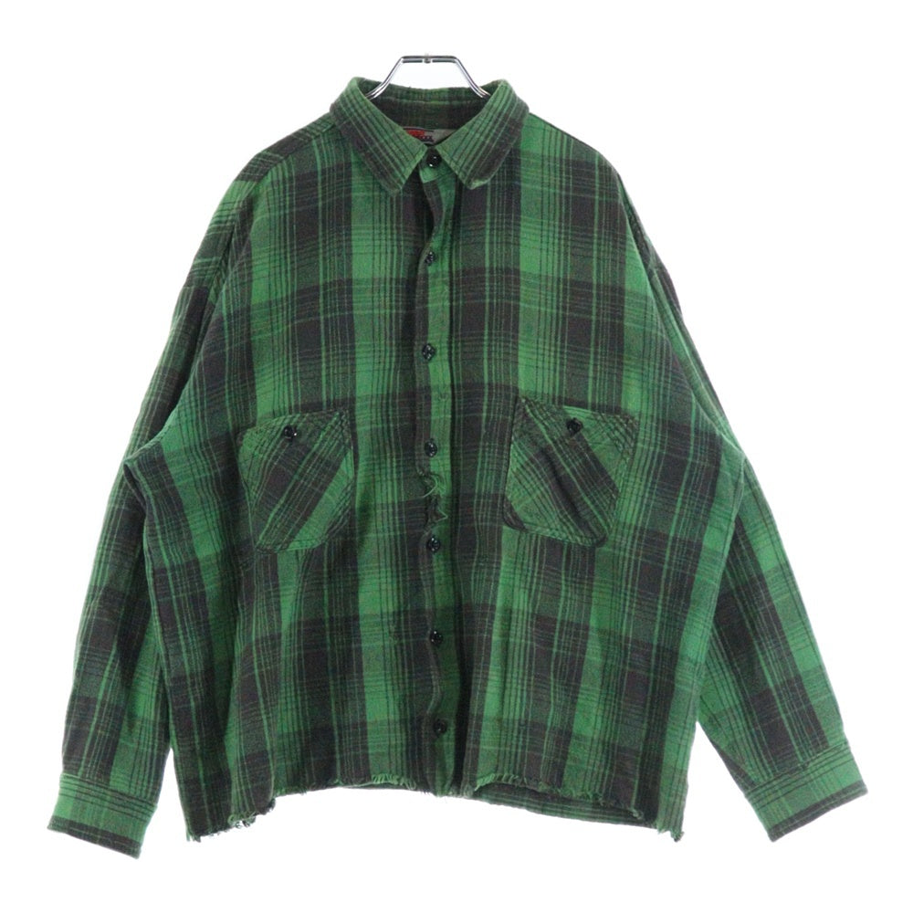 SAINT MICHAEL(セントマイケル) 24SS FRNL CHECKSHIRTS チェックシャツ 長袖シャツ グリーン SM-YS8-0000-024