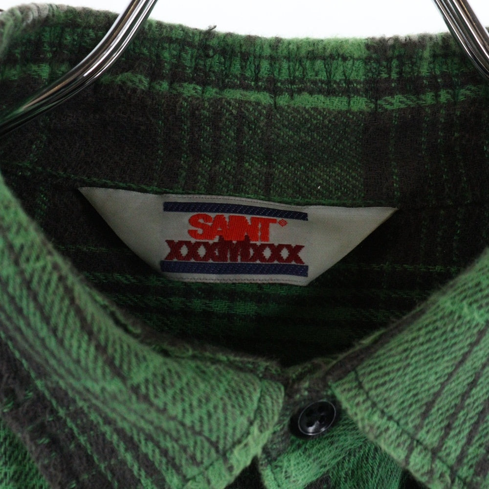 SAINT MICHAEL(セントマイケル) 24SS FRNL CHECKSHIRTS チェックシャツ 長袖シャツ グリーン SM-YS8-0000-024