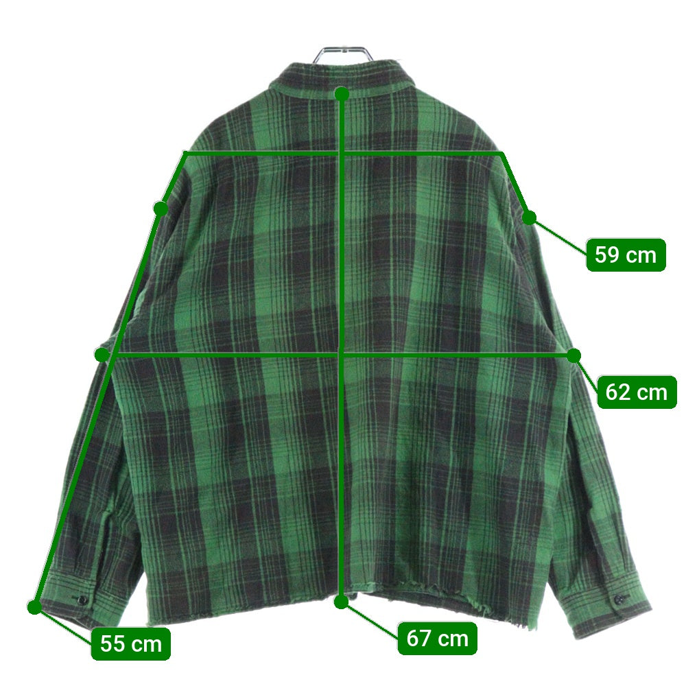 SAINT MICHAEL(セントマイケル) 24SS FRNL CHECKSHIRTS チェックシャツ 長袖シャツ グリーン SM-YS8-0000-024