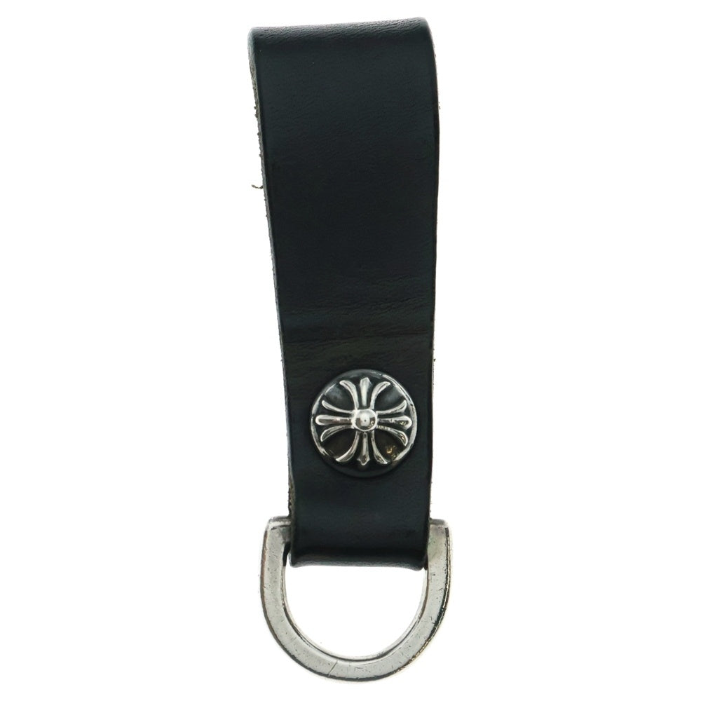 CHROME HEARTS(クロムハーツ) BELT LOOP D RING Dカンクロスボールボタンレザーベルトループ シルバー/ブラック