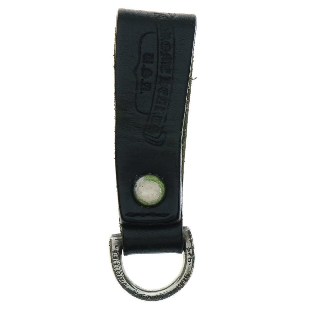 CHROME HEARTS(クロムハーツ) BELT LOOP D RING Dカンクロスボールボタンレザーベルトループ シルバー/ブラック
