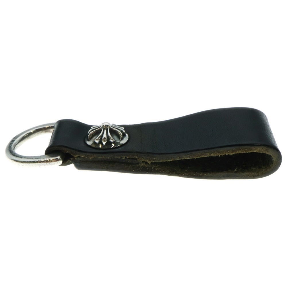 CHROME HEARTS(クロムハーツ) BELT LOOP D RING Dカンクロスボールボタンレザーベルトループ シルバー/ブラック