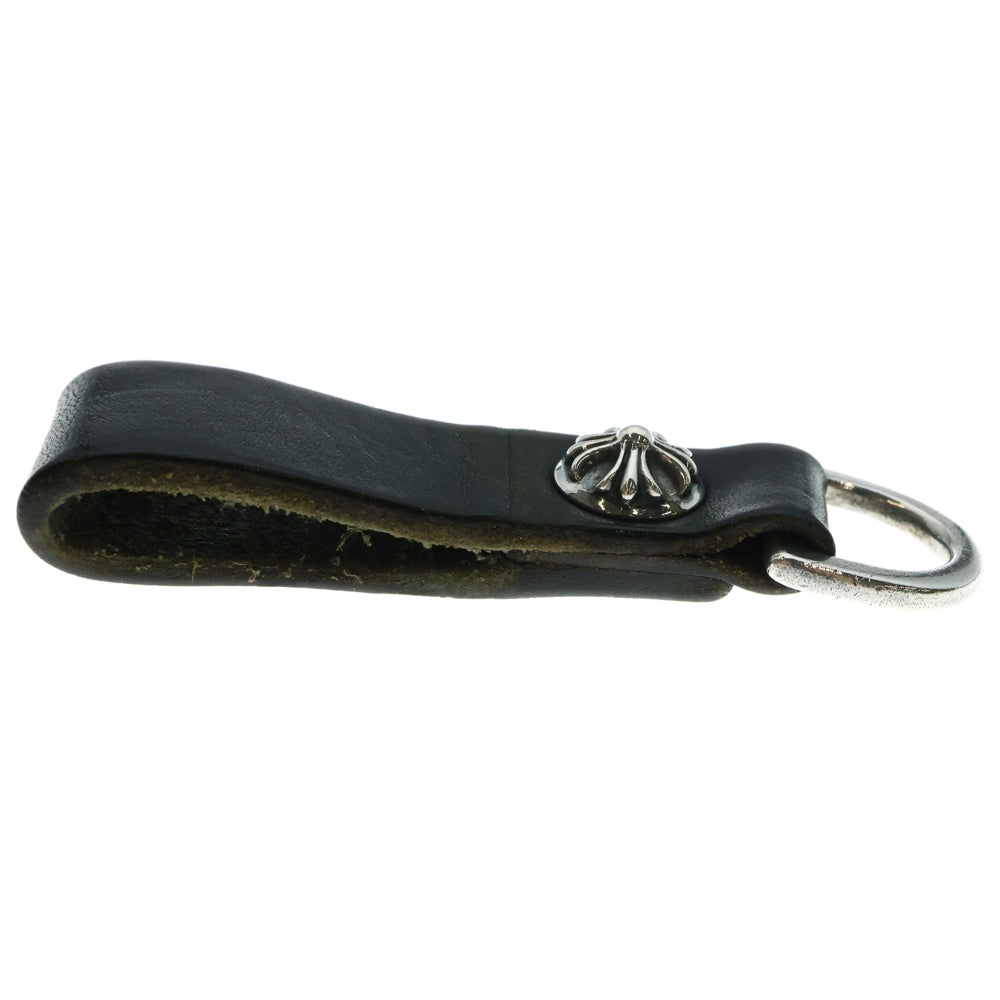 CHROME HEARTS(クロムハーツ) BELT LOOP D RING Dカンクロスボールボタンレザーベルトループ シルバー/ブラック