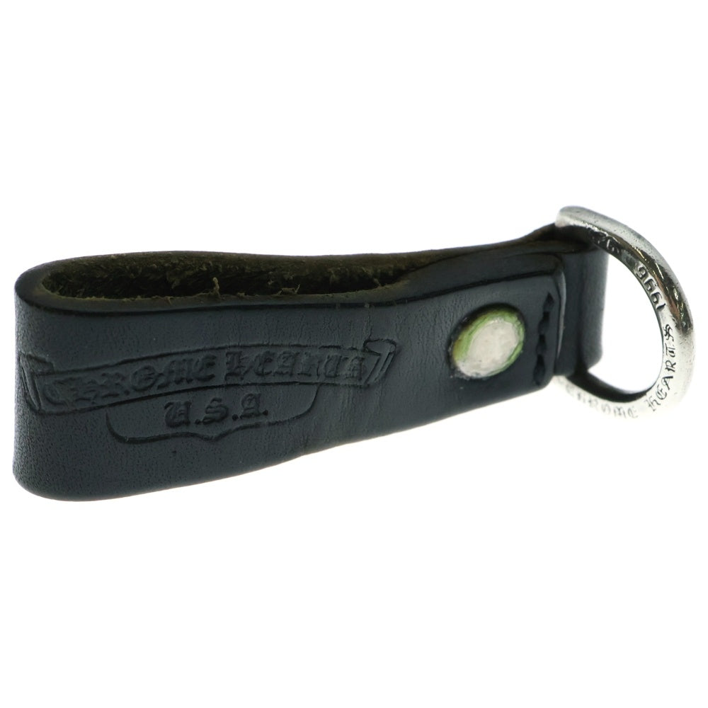 CHROME HEARTS(クロムハーツ) BELT LOOP D RING Dカンクロスボールボタンレザーベルトループ シルバー/ブラック