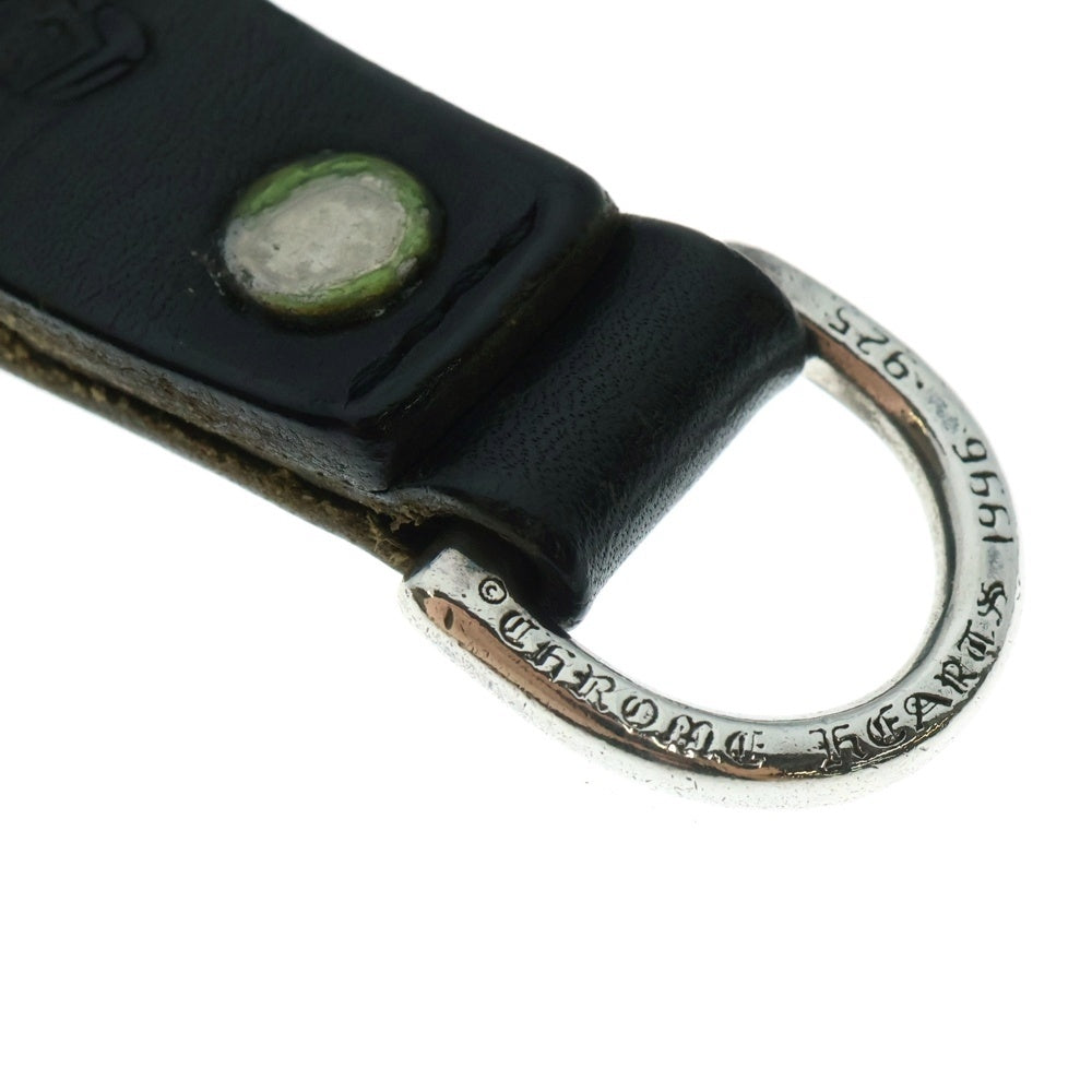 CHROME HEARTS(クロムハーツ) BELT LOOP D RING Dカンクロスボールボタンレザーベルトループ シルバー/ブラック