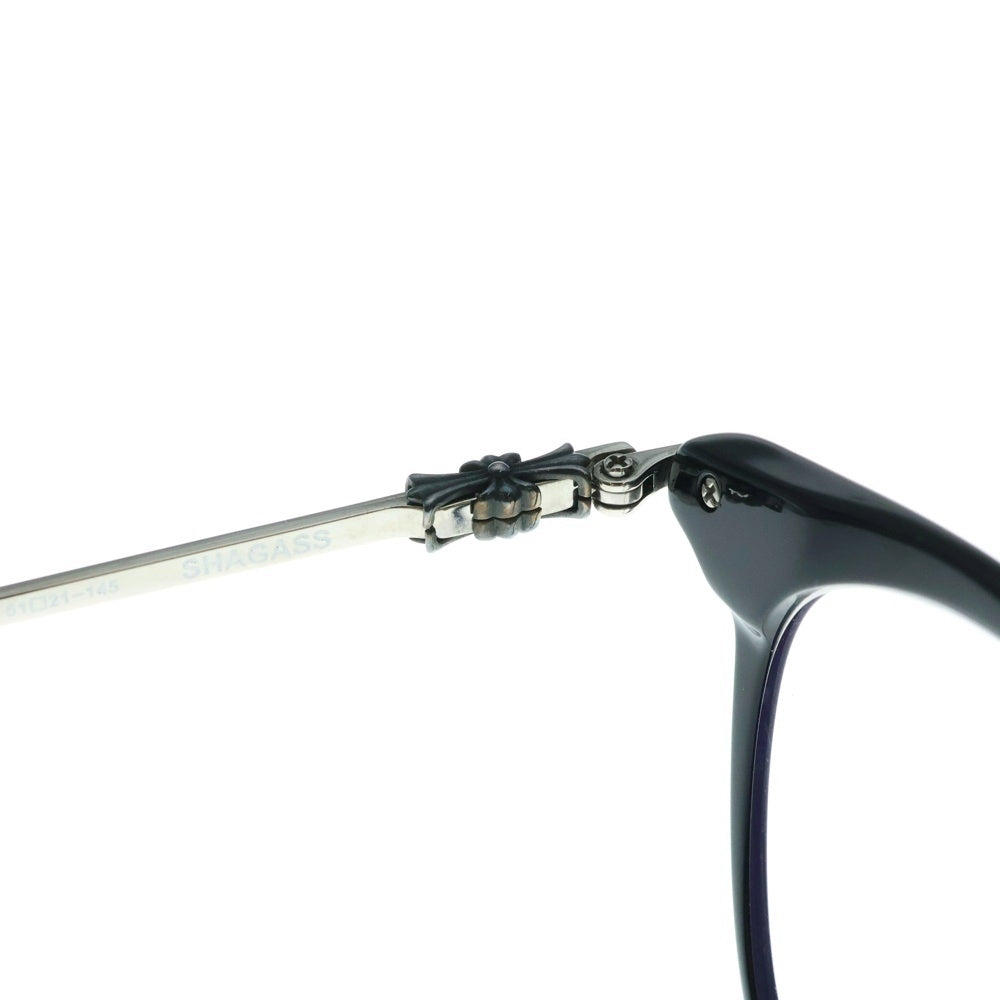CHROME HEARTS(クロムハーツ) SHAGASS シャガス クロステンプル ウェリントンフレーム クリアレンズ メガネ 眼鏡 アイウェア ブラック