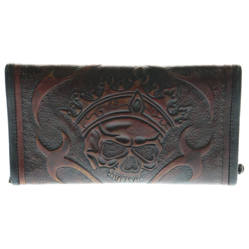 Bill Wall Leather/BWL(ビルウォールレザー) トライバルスカルボタン レザー ウォレット 長財布 レッド