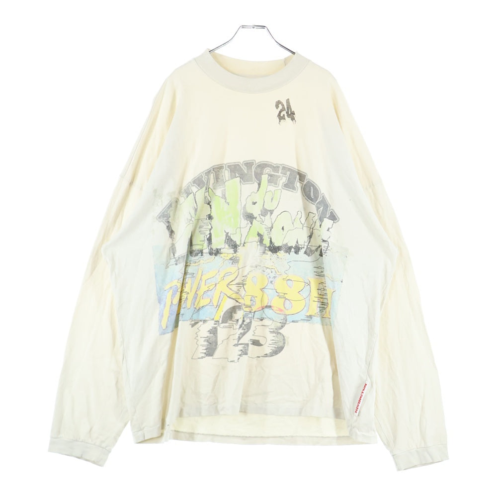 RRR123 RIVINGTON roi Rebis(リヴィントンロイレビス) FIN DU MONE LS TEE 両面グラフィックプリントTシャツ 長袖クルーネックカットソー アイボリー