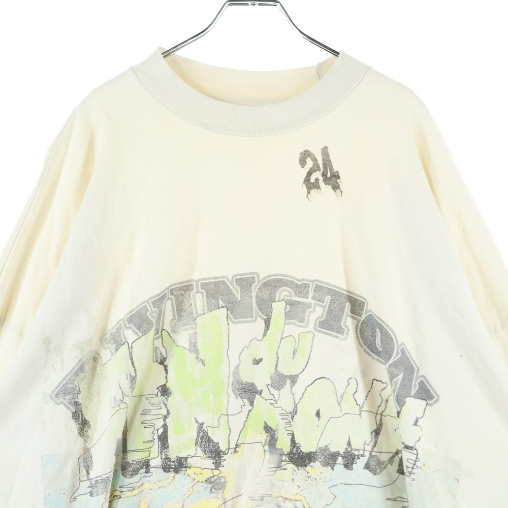 RRR123 RIVINGTON roi Rebis(リヴィントンロイレビス) FIN DU MONE LS TEE 両面グラフィックプリントTシャツ 長袖クルーネックカットソー アイボリー