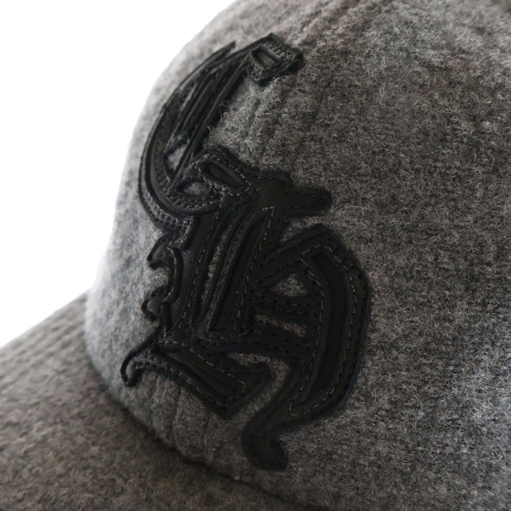 CHROME HEARTS(クロムハーツ) CHレザーパッチ クロスボール ウールキャップ グレー/ブラック