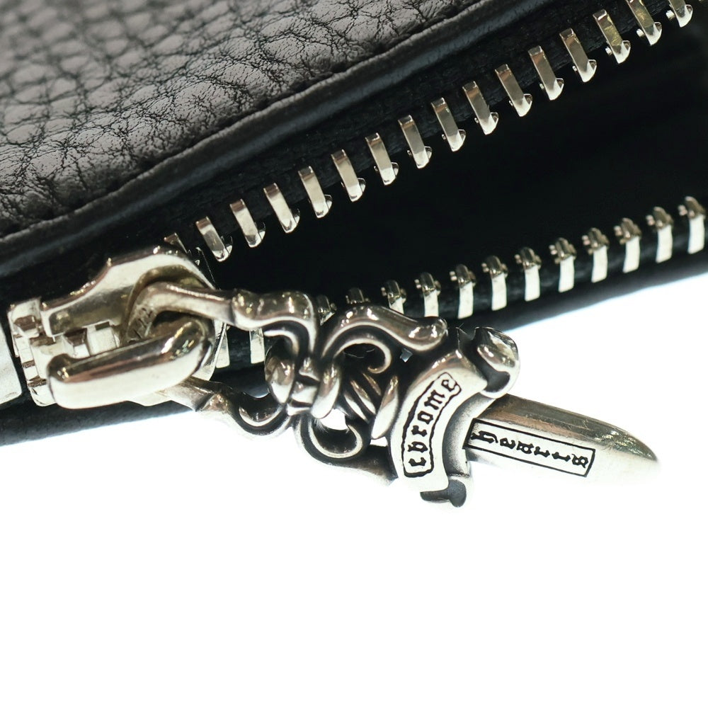 CHROME HEARTS(クロムハーツ) TINY ZIP タイニージップ クロスパッチ付き ダガージップ レザー コンパクトウォレット 財布 ブラック