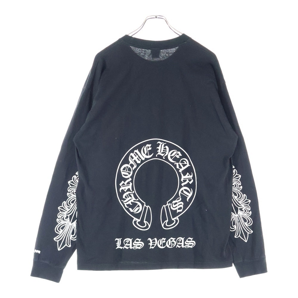 CHROME HEARTS(クロムハーツ) OLD Las Vegas Horseshoe L/S Tee オールド ラスベガス限定 ホースシュー 袖フローラルプリント 長袖Tシャツ カットソー ブラック