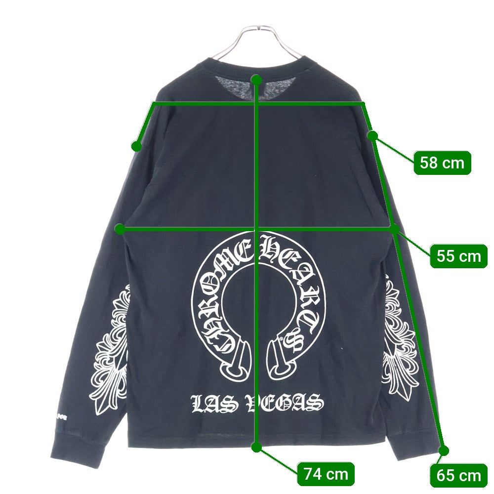 CHROME HEARTS(クロムハーツ) OLD Las Vegas Horseshoe L/S Tee オールド ラスベガス限定 ホースシュー 袖フローラルプリント 長袖Tシャツ カットソー ブラック