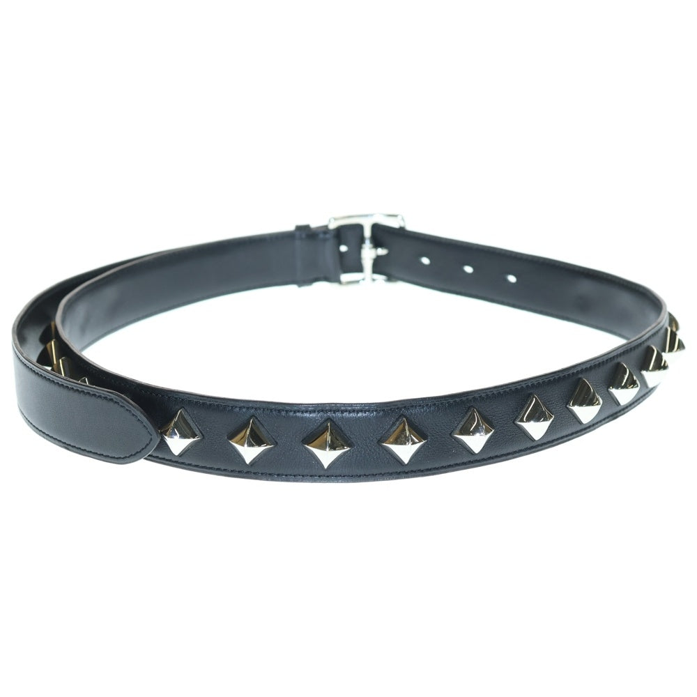 HERMES(エルメス) エトリヴィエール メドール □M刻印 スクエアバックル スタッズ レザー ベルト ブラック