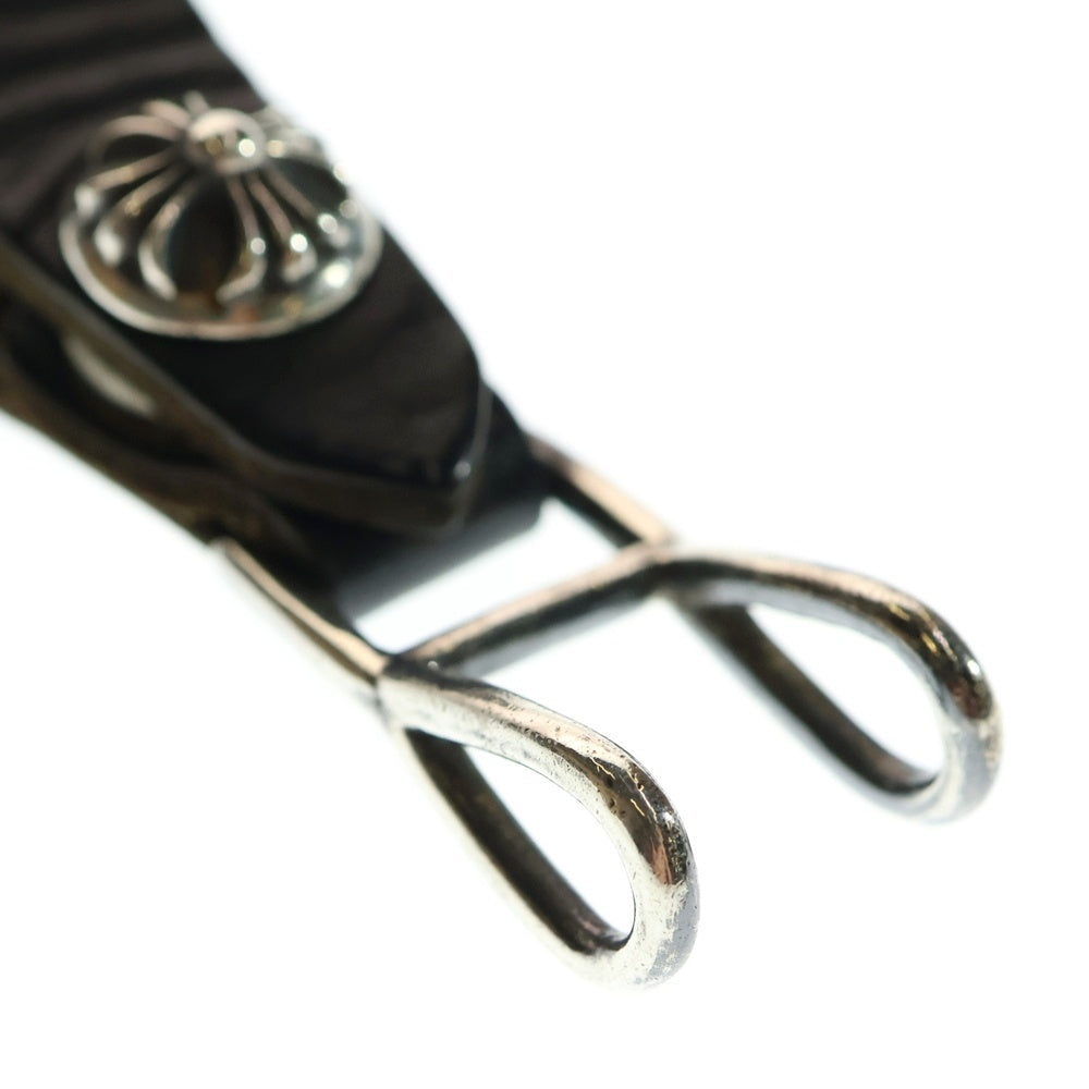 CHROME HEARTS(クロムハーツ) BELT LOOP クロスボールボタンレザーベルトループ シルバー/ブラック BCA397