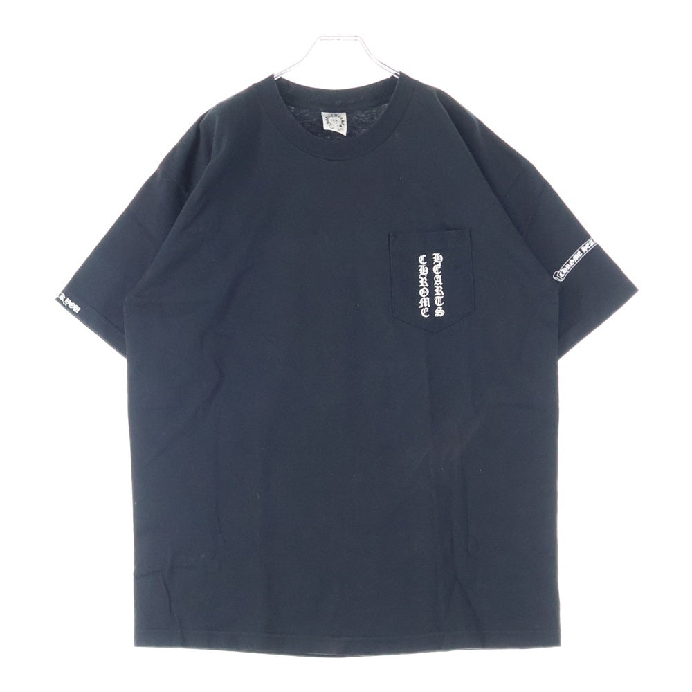 CHROME HEARTS(クロムハーツ) OLD オールドモデル バックスクロールラベルプリント 胸ポケット 半袖Tシャツ カットソー ブラック