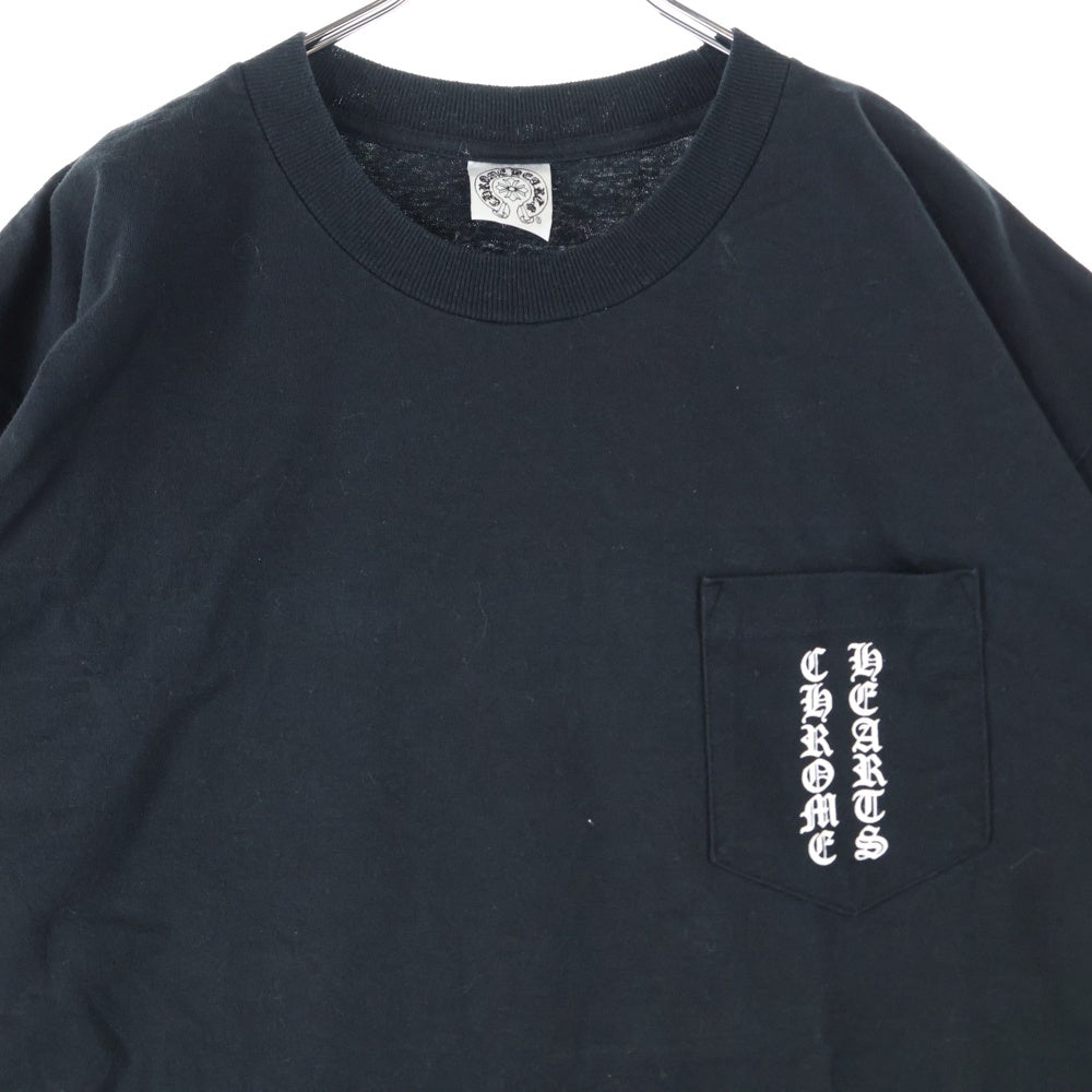CHROME HEARTS(クロムハーツ) OLD オールドモデル バックスクロールラベルプリント 胸ポケット 半袖Tシャツ カットソー ブラック