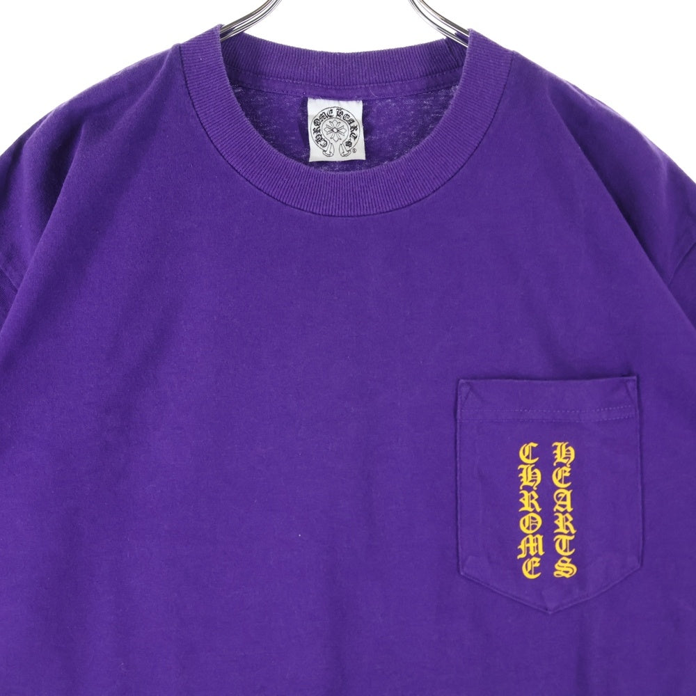 CHROME HEARTS(クロムハーツ) OLD オールドモデル バックスクロールラベルプリント 胸ポケット 半袖Tシャツ カットソー パープル/イエロー