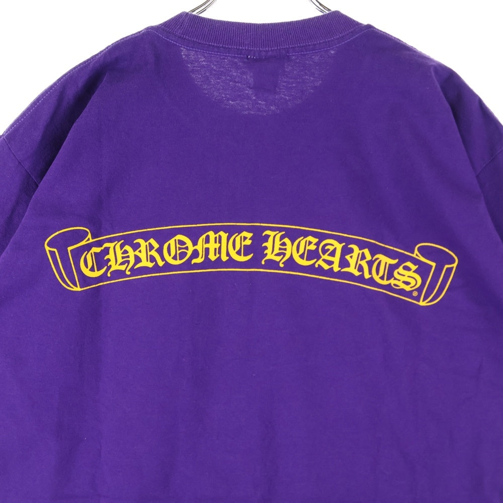 CHROME HEARTS(クロムハーツ) OLD オールドモデル バックスクロールラベルプリント 胸ポケット 半袖Tシャツ カットソー パープル/イエロー