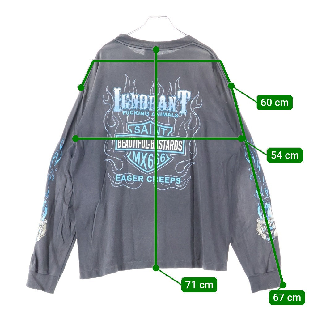 SAINT MICHAEL(セントマイケル) 25AW BTFL BASTARS 長袖Tシャツ カットソー ブラック SM-YS1-0000-013