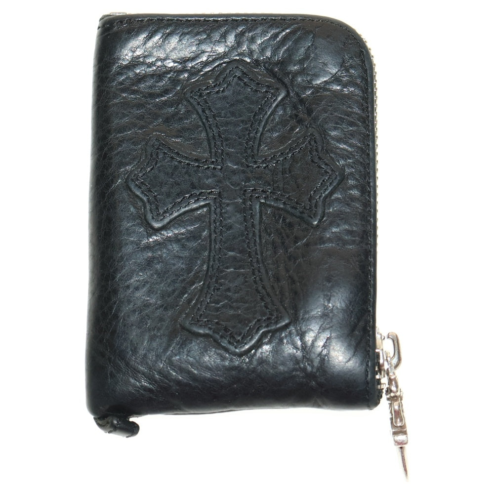 CHROME HEARTS(クロムハーツ) TINY ZIP タイニージップ クロスパッチ付き ダガージップ レザー コンパクトウォレット 財布 ブラック