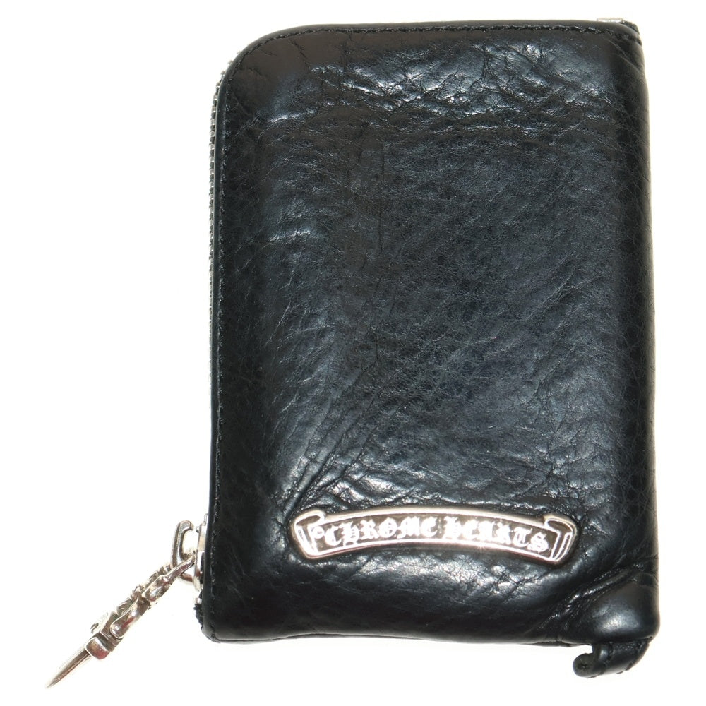 CHROME HEARTS(クロムハーツ) TINY ZIP タイニージップ クロスパッチ付き ダガージップ レザー コンパクトウォレット 財布 ブラック