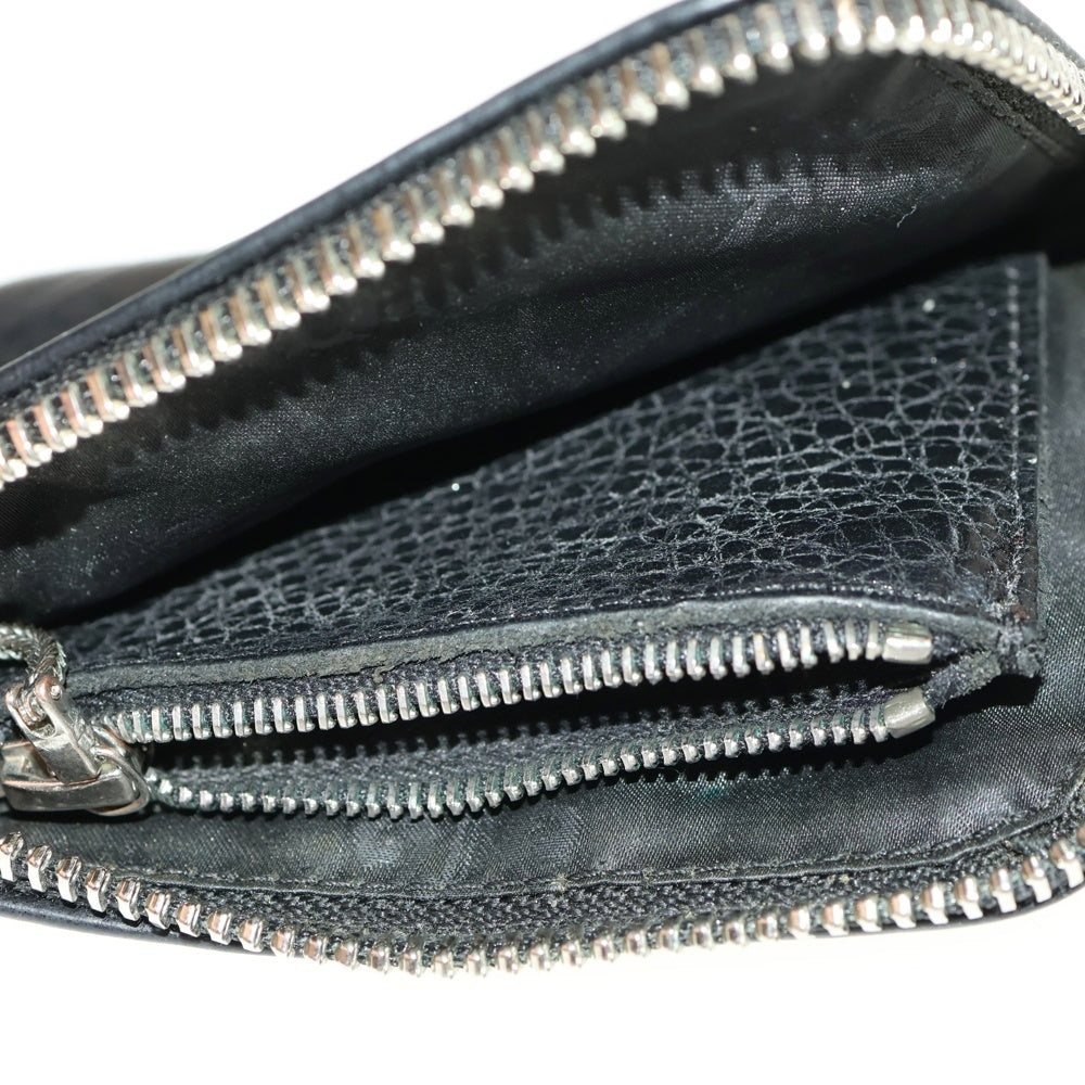 CHROME HEARTS(クロムハーツ) TINY ZIP タイニージップ クロスパッチ付き ダガージップ レザー コンパクトウォレット 財布 ブラック