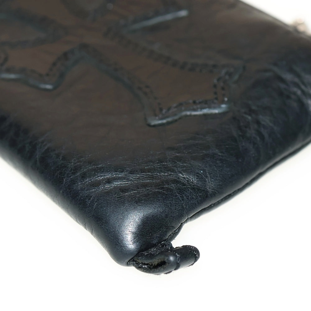 CHROME HEARTS(クロムハーツ) TINY ZIP タイニージップ クロスパッチ付き ダガージップ レザー コンパクトウォレット 財布 ブラック