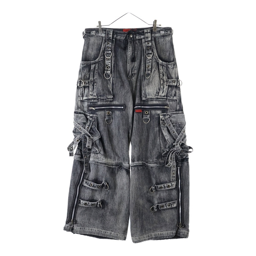 TRIPP NYC(トリップエヌワイシー) X STRAP PANT ストラップ ボンテージ ジップデニム ワイドパンツ グレー JM7144MB