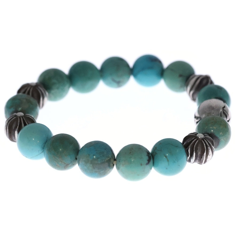 CHROME HEARTS(クロムハーツ) 12mm BEAD ターコイズビーズ クロスボールブレスレット シルバー/ターコイズ