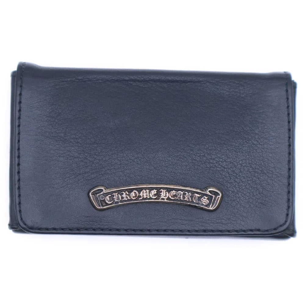 CHROME HEARTS(クロムハーツ) CARD CASE スクロールラベル レザーカードケース ブラック