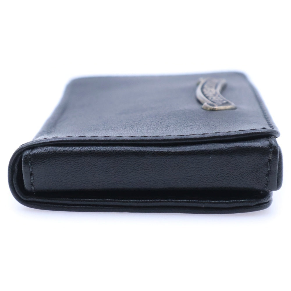CHROME HEARTS(クロムハーツ) CARD CASE スクロールラベル レザーカードケース ブラック
