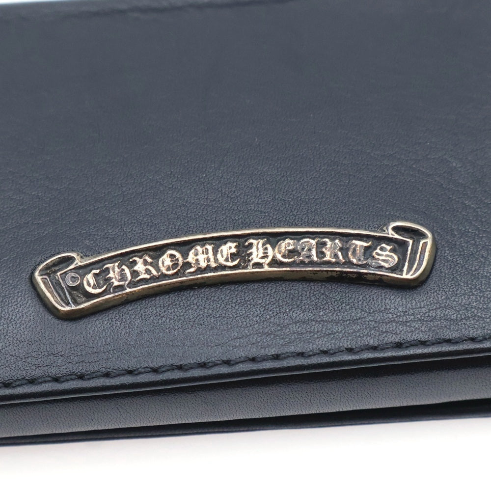 CHROME HEARTS(クロムハーツ) CARD CASE スクロールラベル レザーカードケース ブラック