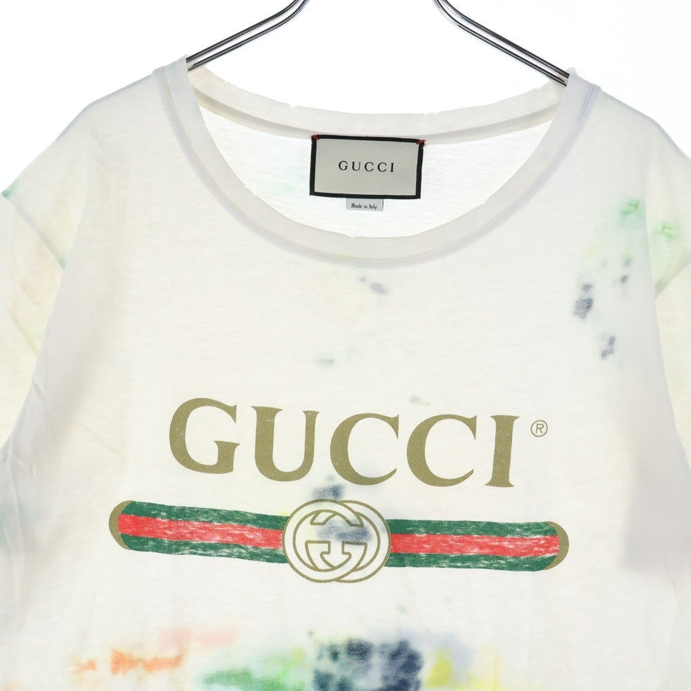 GUCCI(グッチ) タイダイフロントロゴTシャツ カットソー ホワイト