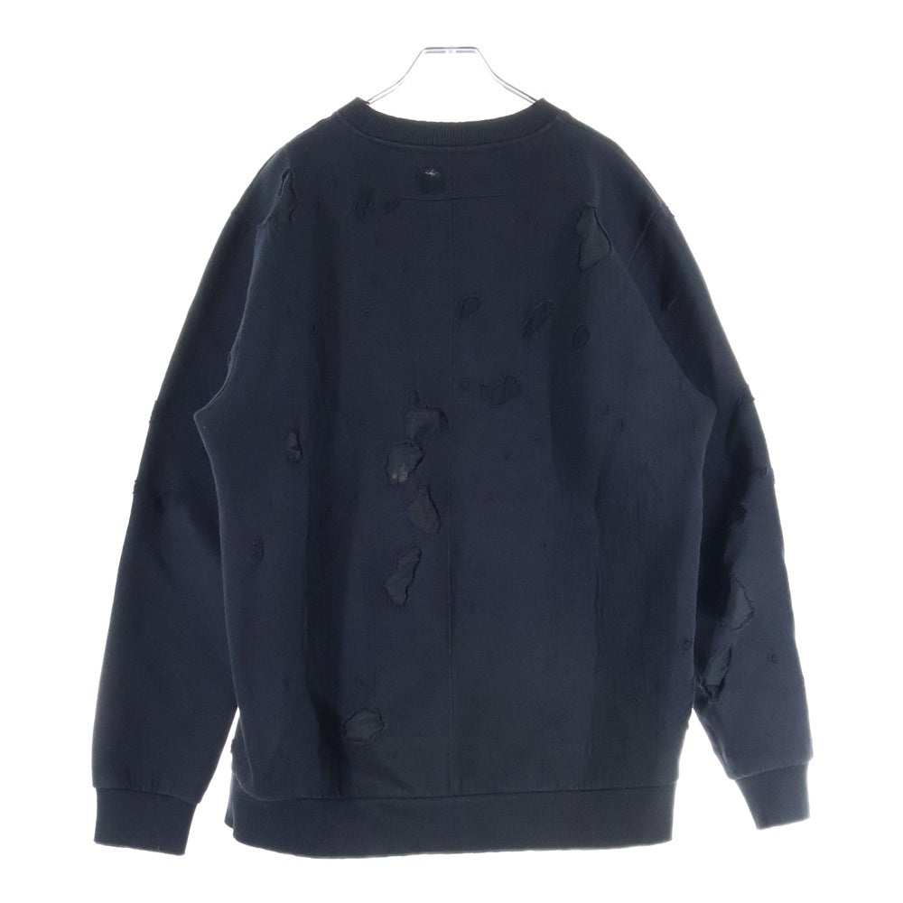 GIVENCHY(ジバンシィ) 17AW デストロイ クラッシュ加工 クルーネックスウェットトレーナー ブラック 17F 7334 653