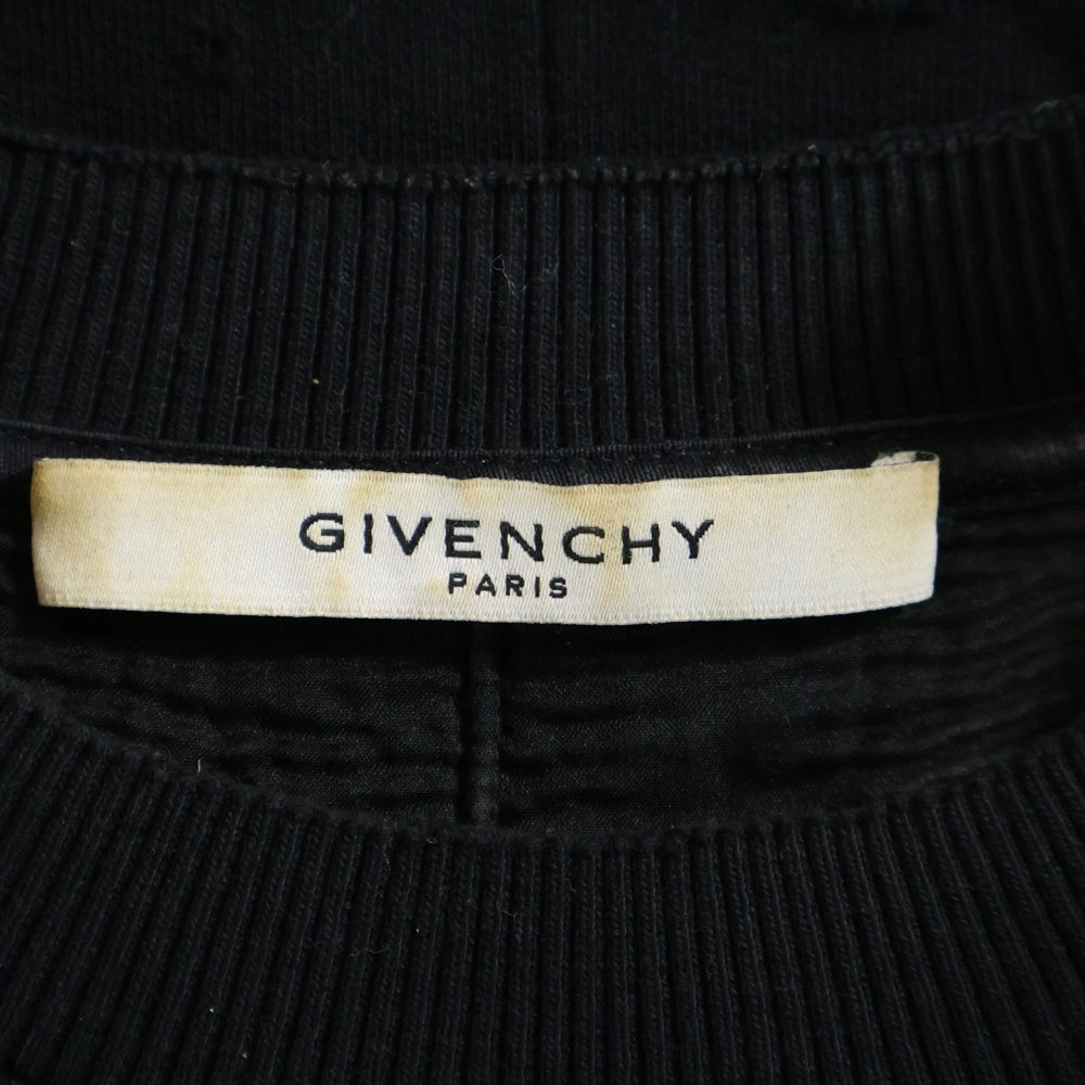 GIVENCHY(ジバンシィ) 17AW デストロイ クラッシュ加工 クルーネックスウェットトレーナー ブラック 17F 7334 653