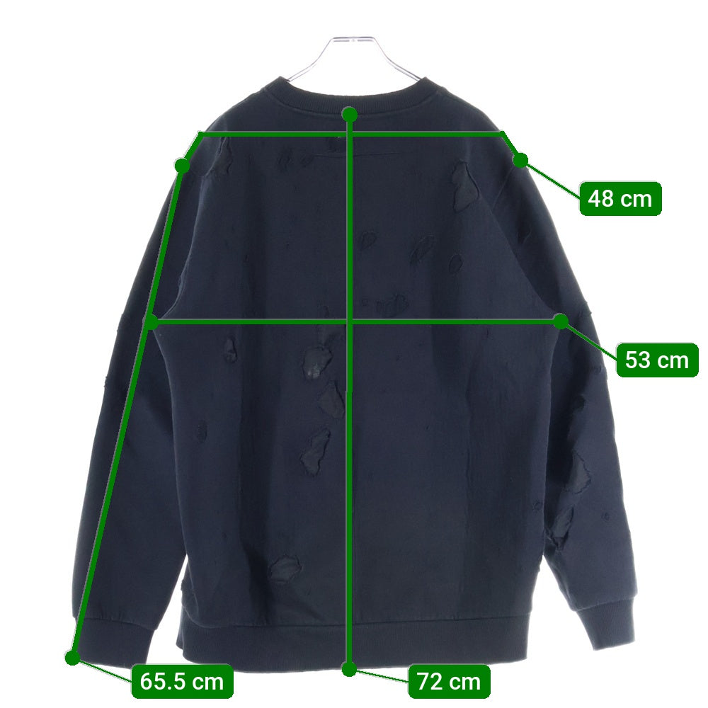 GIVENCHY(ジバンシィ) 17AW デストロイ クラッシュ加工 クルーネックスウェットトレーナー ブラック 17F 7334 653