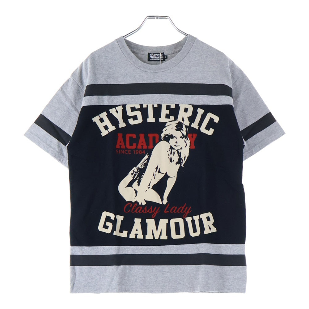 HYSTERIC GLAMOUR(ヒステリックグラマー) 両面プリント切替ボーダー半袖カットソー ブラック/グレー 02173CT18