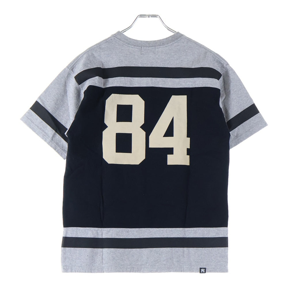 HYSTERIC GLAMOUR(ヒステリックグラマー) 両面プリント切替ボーダー半袖カットソー ブラック/グレー 02173CT18