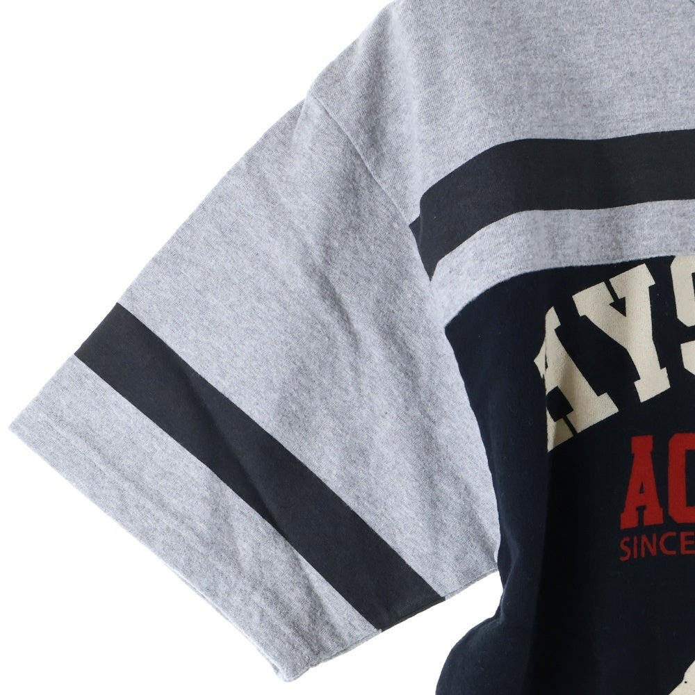 HYSTERIC GLAMOUR(ヒステリックグラマー) 両面プリント切替ボーダー半袖カットソー ブラック/グレー 02173CT18