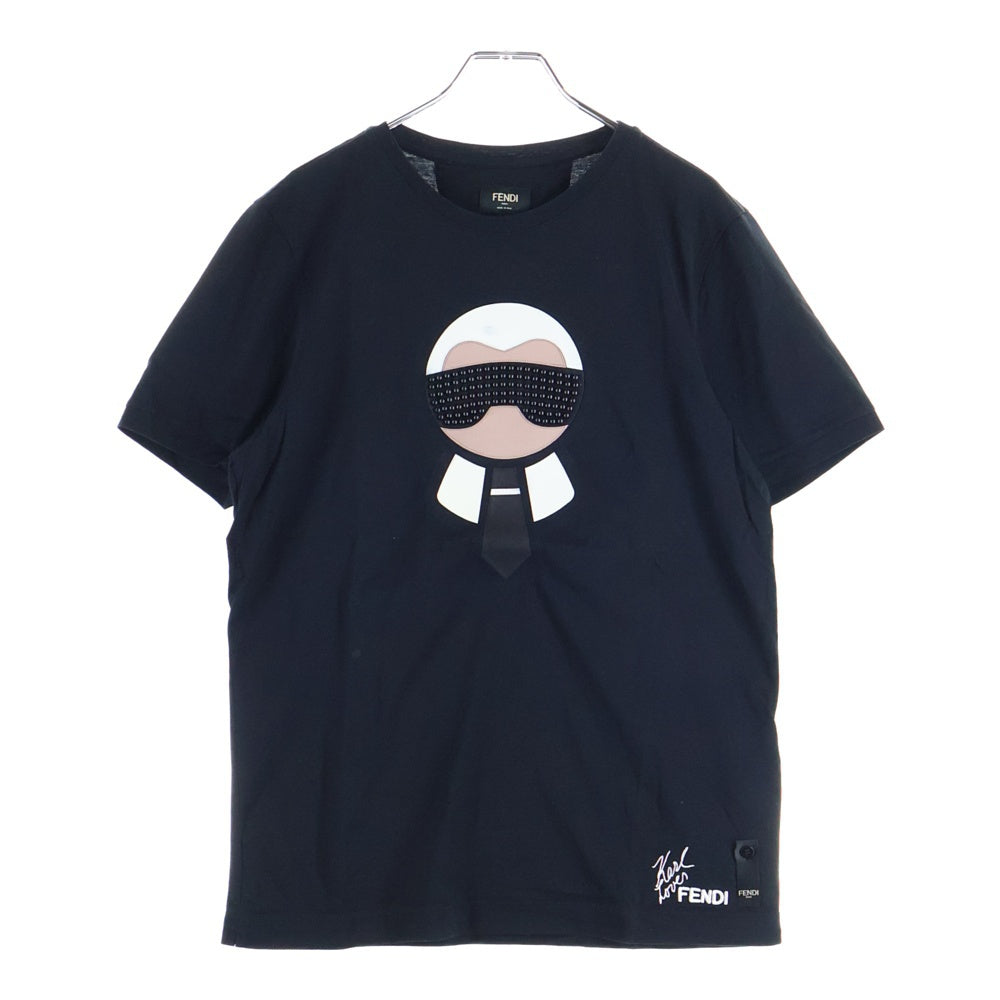 FENDI(フェンディ) ストーン装飾モンスターTシャツ 半袖Tシャツ カットソー ブラック/ホワイト FY068209K