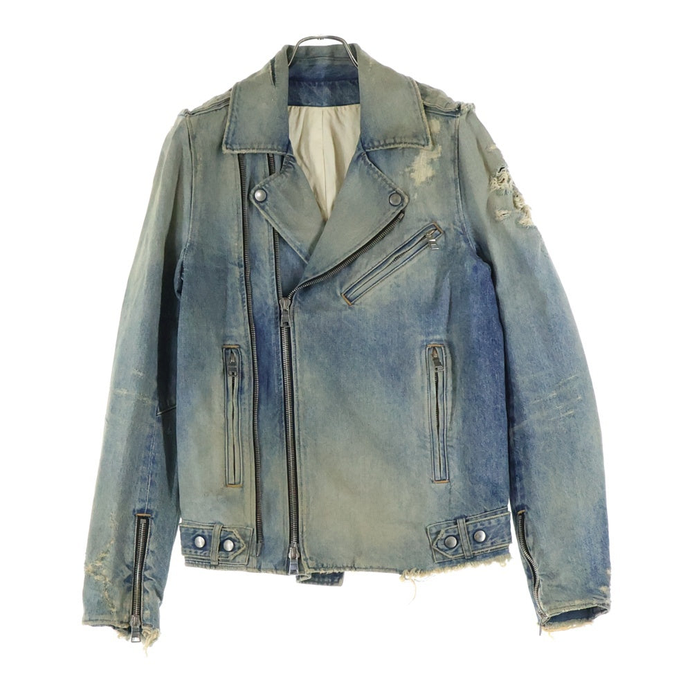 BALMAIN(バルマン) ダブルライダース ダメージ加工 デニムジャケット インディゴ S6HT245D428D