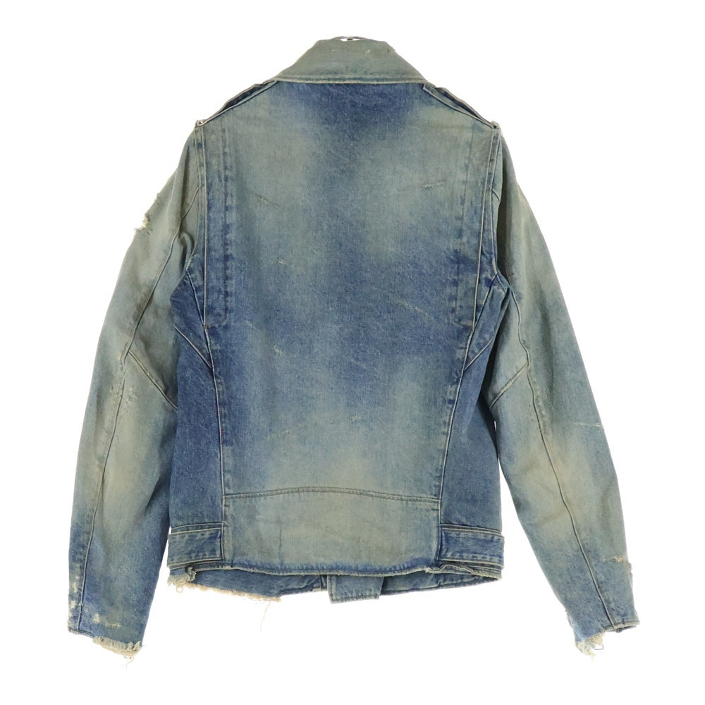 BALMAIN(バルマン) ダブルライダース ダメージ加工 デニムジャケット インディゴ S6HT245D428D